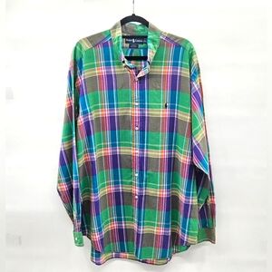 Ralph Lauren Blake Multicolor Plaid‎ Long Sleeve Vintage Shirt XL